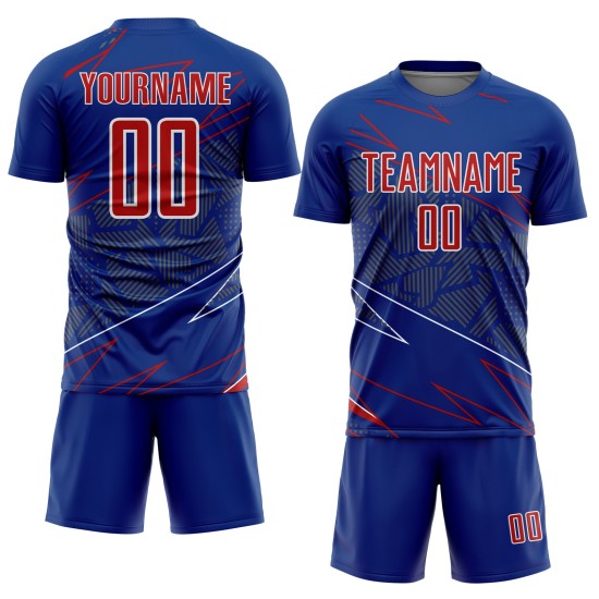 Jersey Custom Soccer Red-White Royal Sports Uniform Lines Sublimation Jersey Custom Soccer Red-White Royal Sports Uniform Lines Sublimation