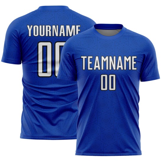 Sublimation Shape White-Black Sports Custom Geometric Blue Soccer Uniform Jersey Thunder Sublimation Shape White-Black Sports Custom Geometric Blue Soccer Uniform Jersey Thunder