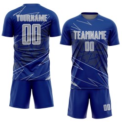 Soccer Uniform Lines Sublimation Sports Gray-White Custom Jersey Royal